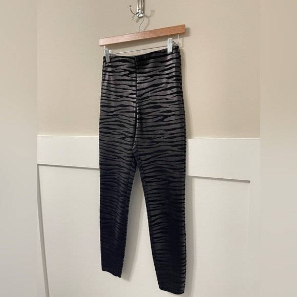 Zara Black Metallic Faux Leather Zebra Skinny Leggings Size XS - Picture 5 of 7